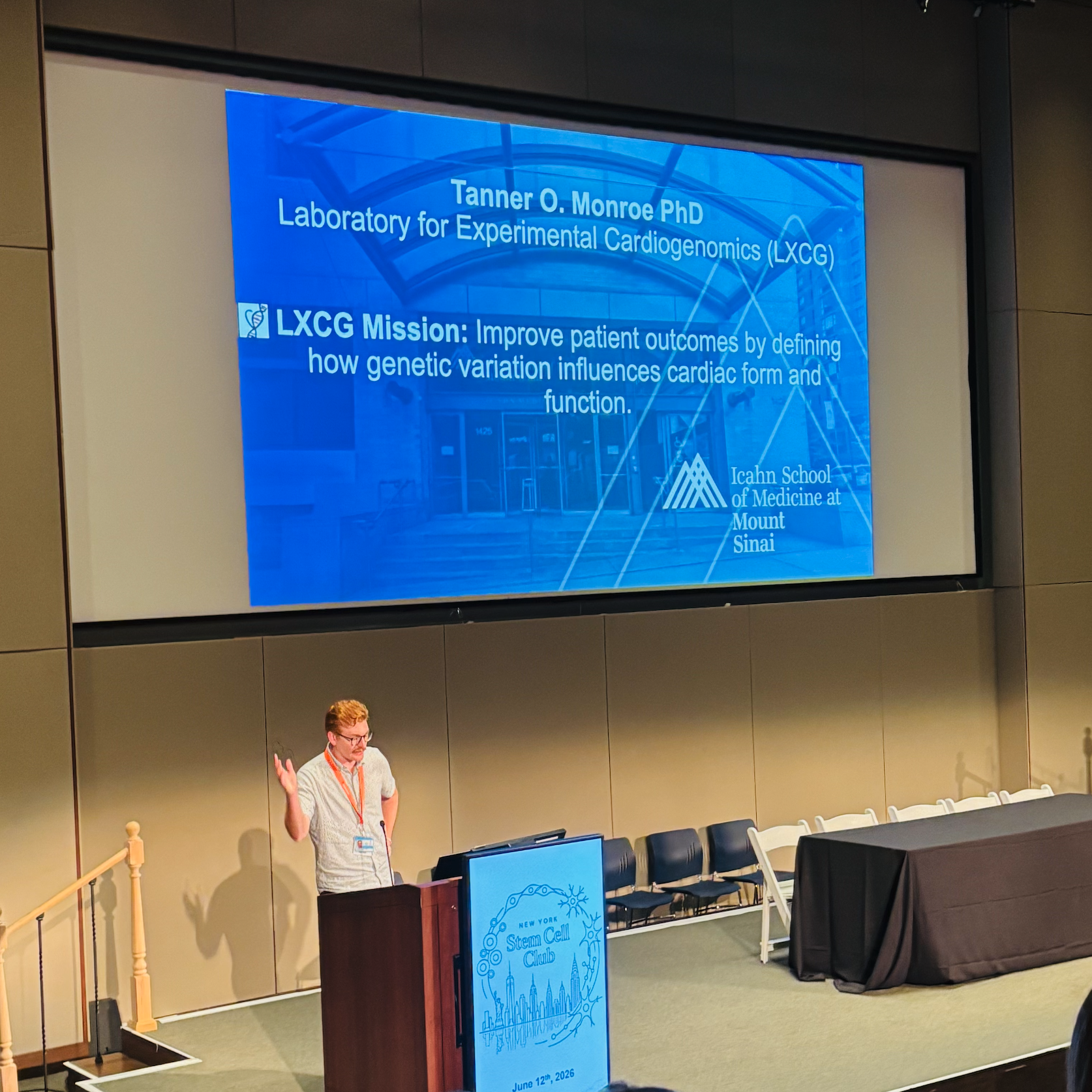 Dr. Monroe presenting at the New York Stem Cell Club meeting